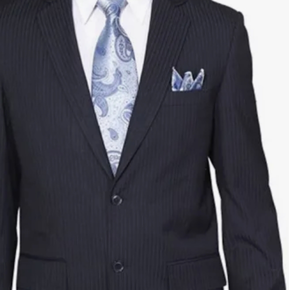 Men's Tropical Wool Suit 46 Regular Naby Stripe - Picture 1 of 8